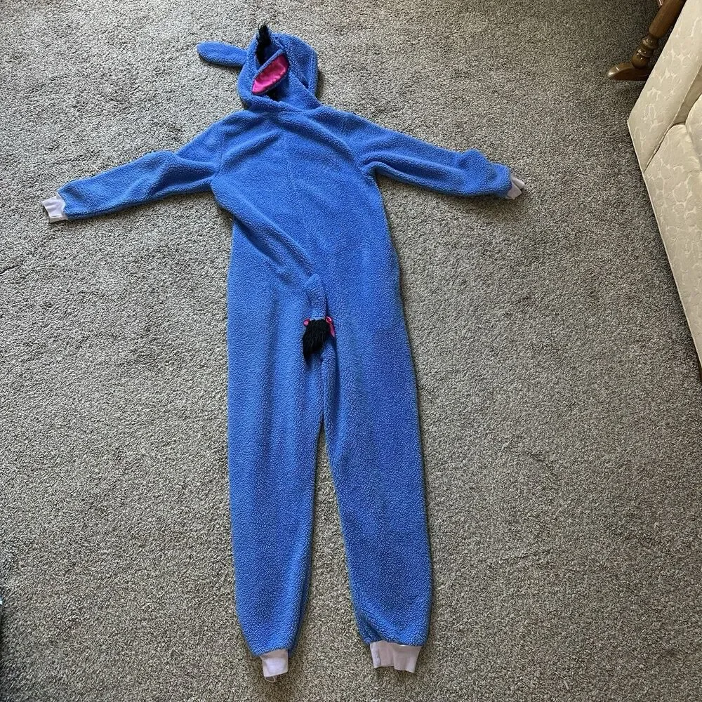 Disney Eeyore Hooded Pajamas One‎ Piece Jumpsuit Women’s Size Small 4/6 - Picture 2 of 14